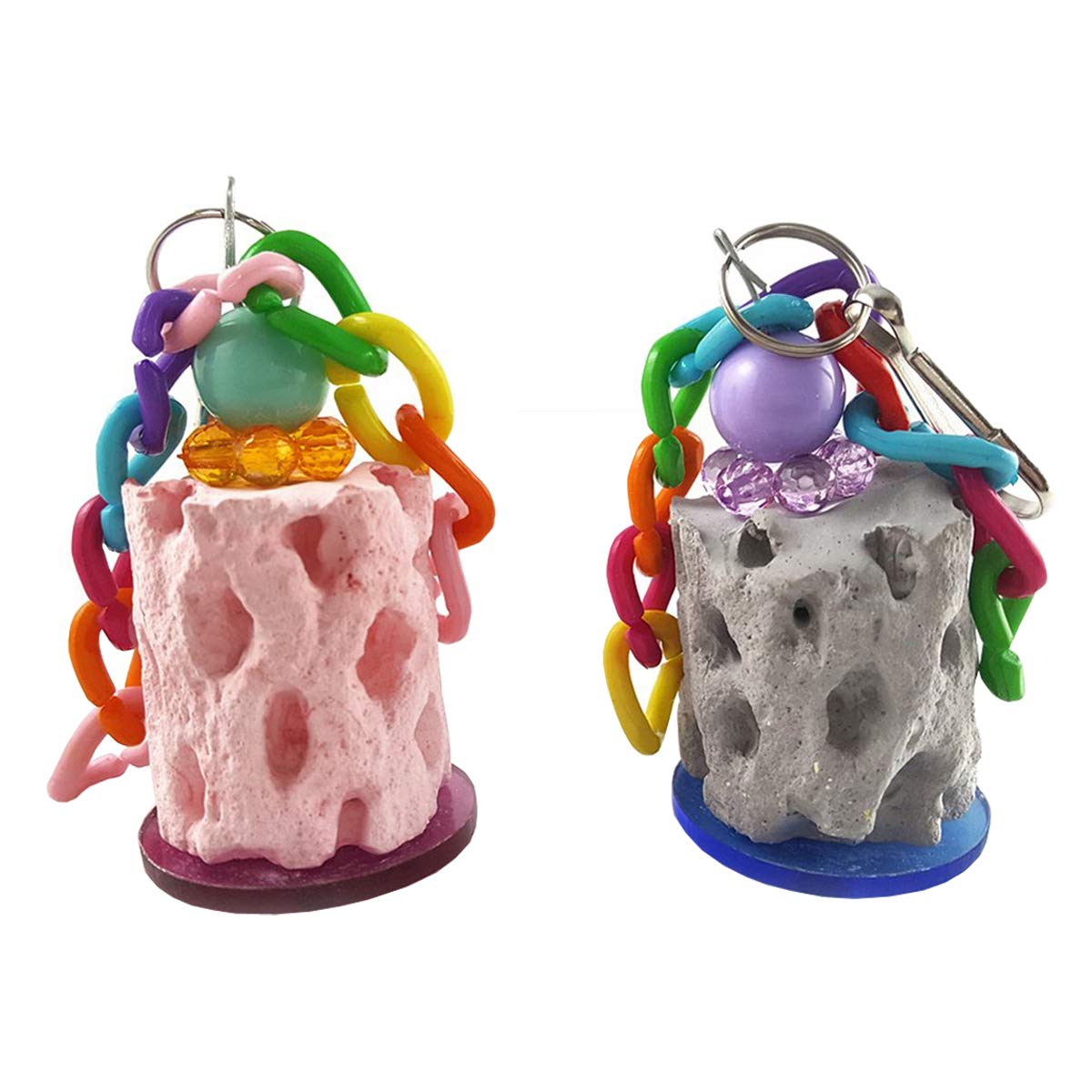 Wontee colorfully designed chew in cage attracts attention for engaging playtime.
