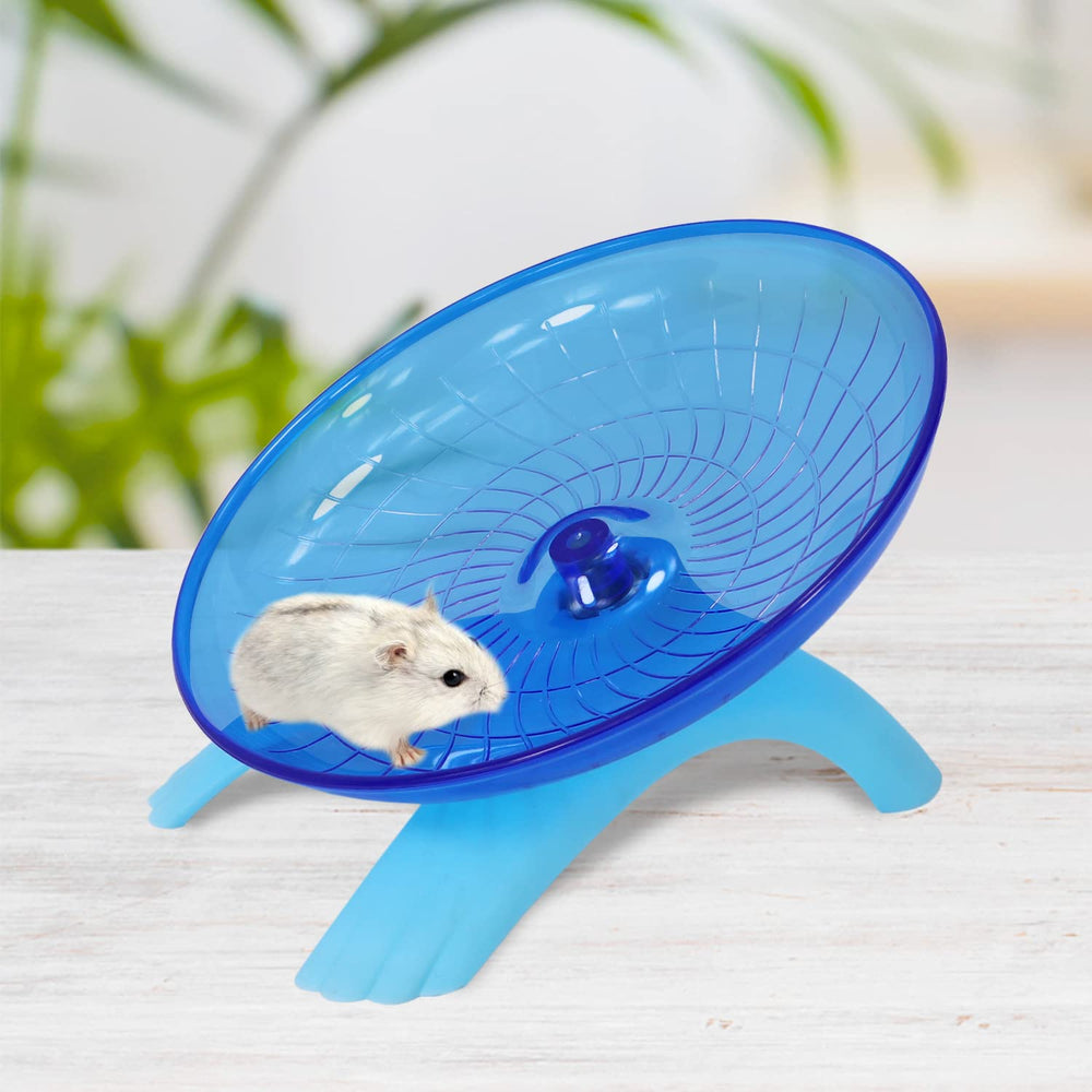 Wontee hamster flying saucer blue front view highlights sleek design and easy access