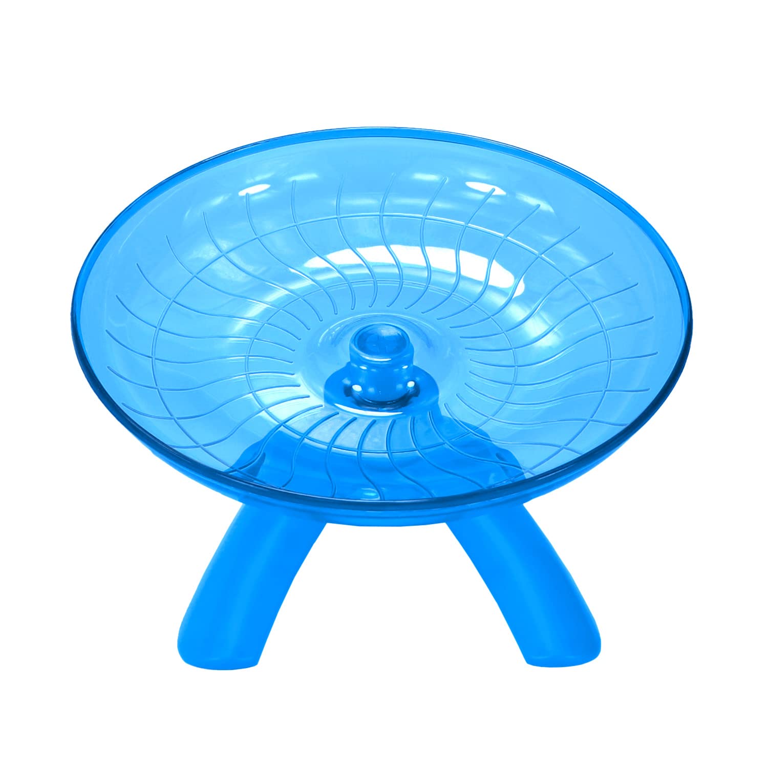 Wontee hamster wheel blue top view highlighting circular running surface for tiny rodents and space efficiency.