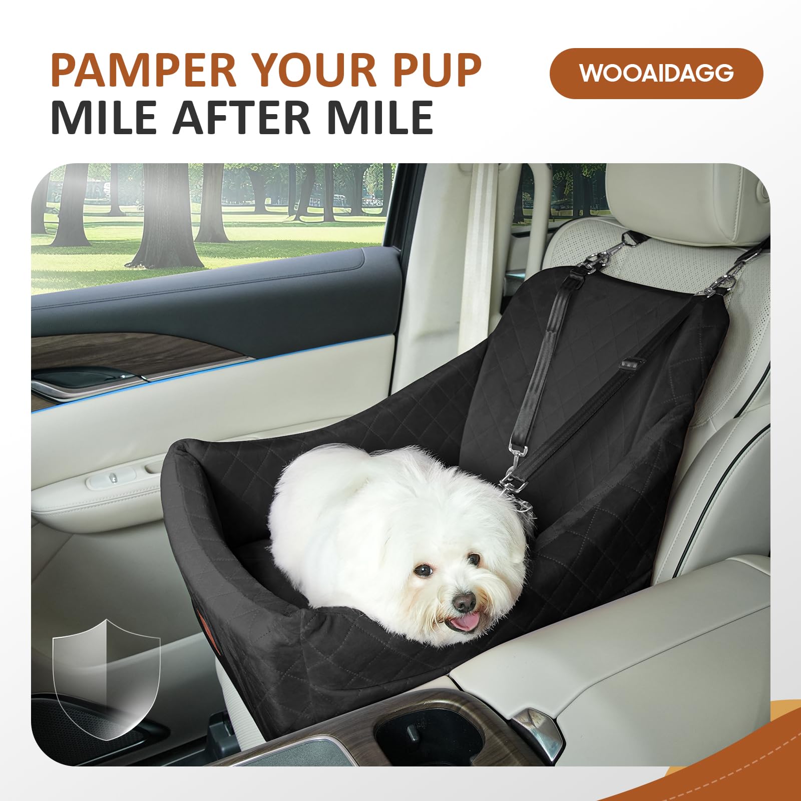 Wooaidagg dog car seat adjustable straps for stable mounting