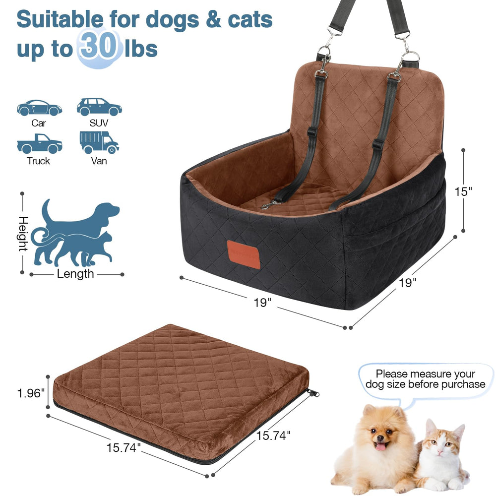 Wooaidagg dog car seat anti-slip bottom keeps bed in place during drive
