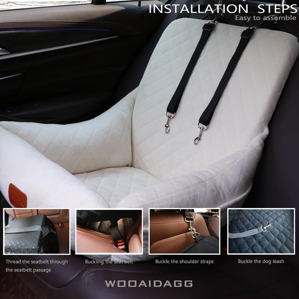 Wooaidagg dog car seat dimensions 19x19x20 fit many cars securely.