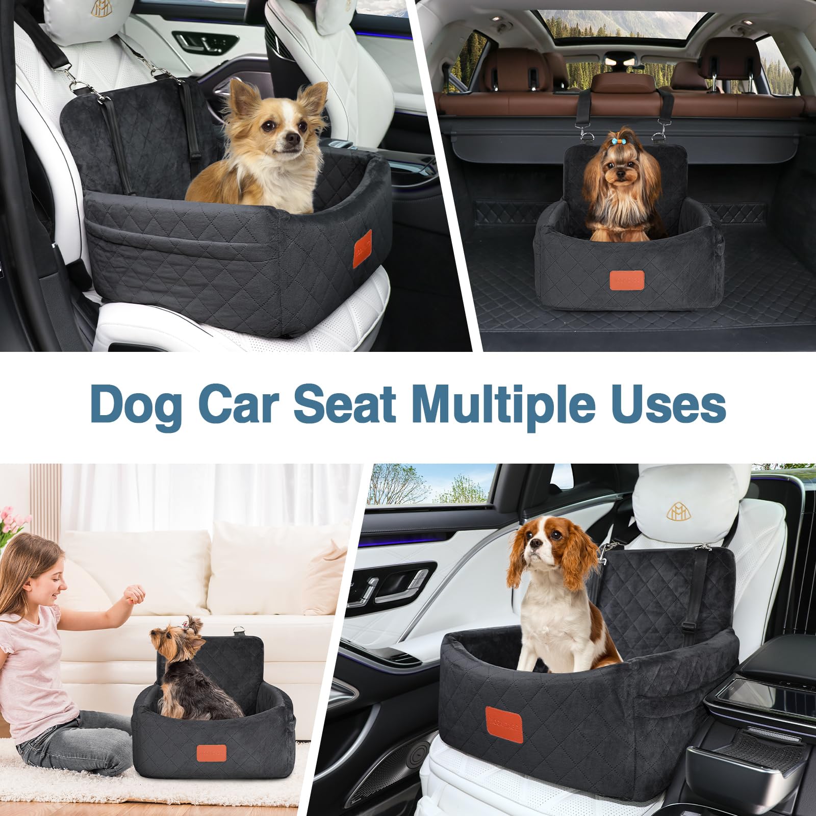 Wooaidagg dog car seat versatile front and rear seat compatibility