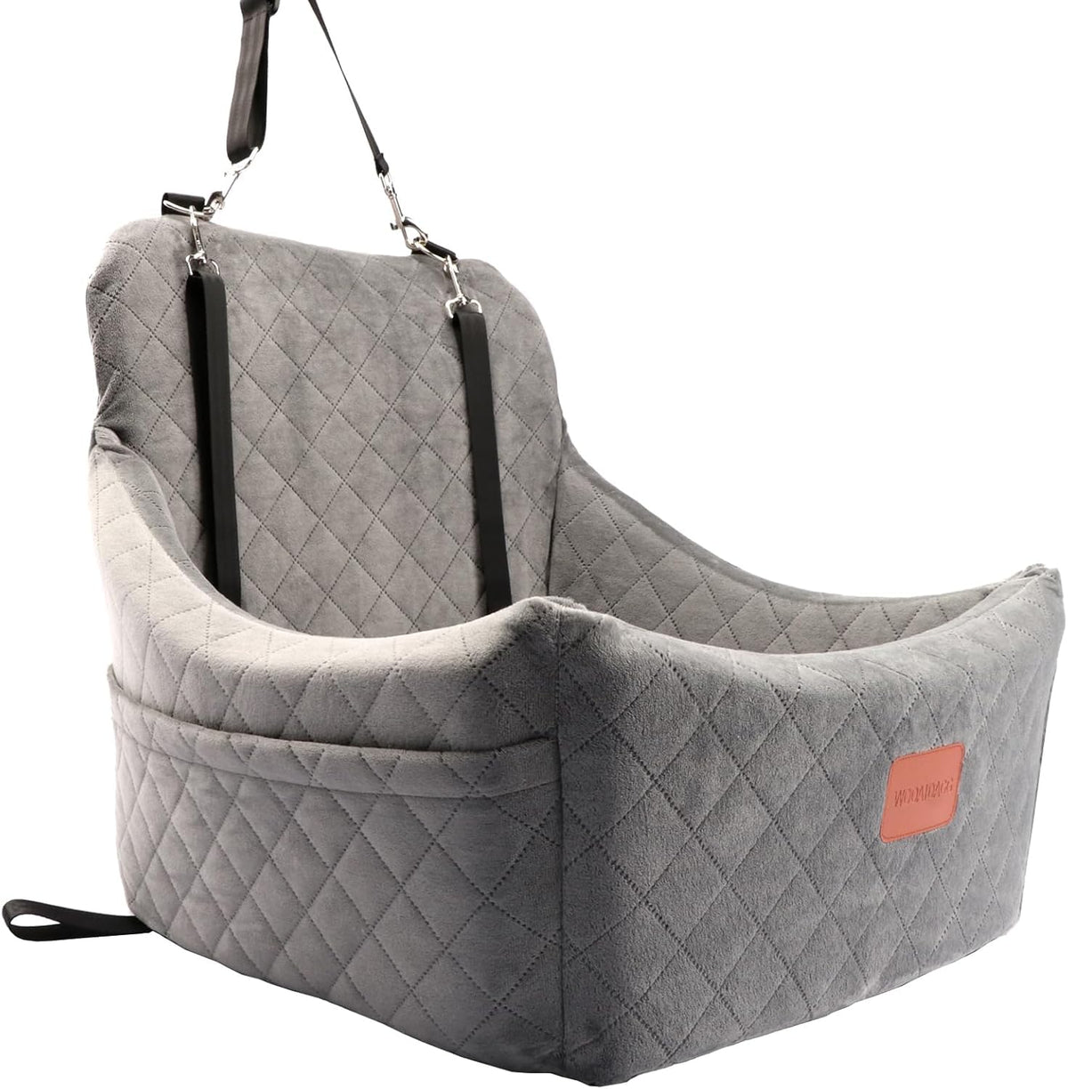 Wooaidagg dog car seat gray memory foam for comfort on long trips