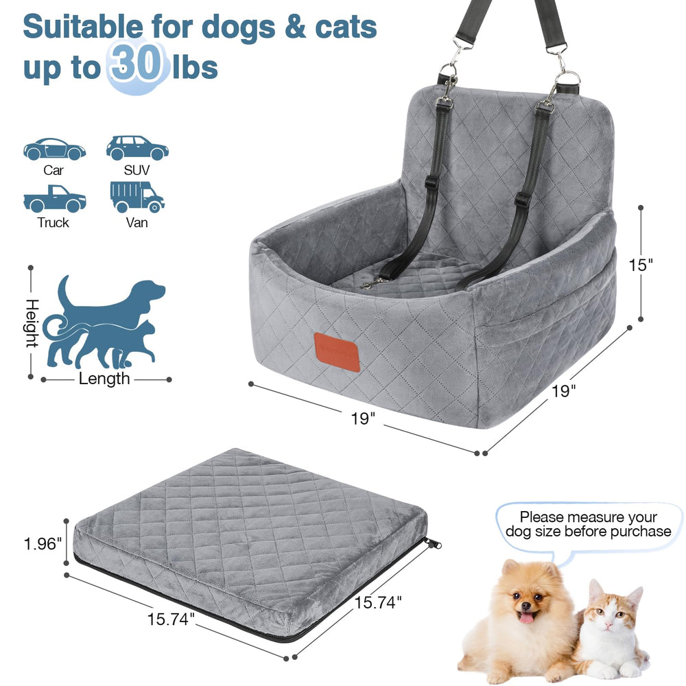 Wooaidagg dog car seat grey anti-slip base keeps the seat steady.