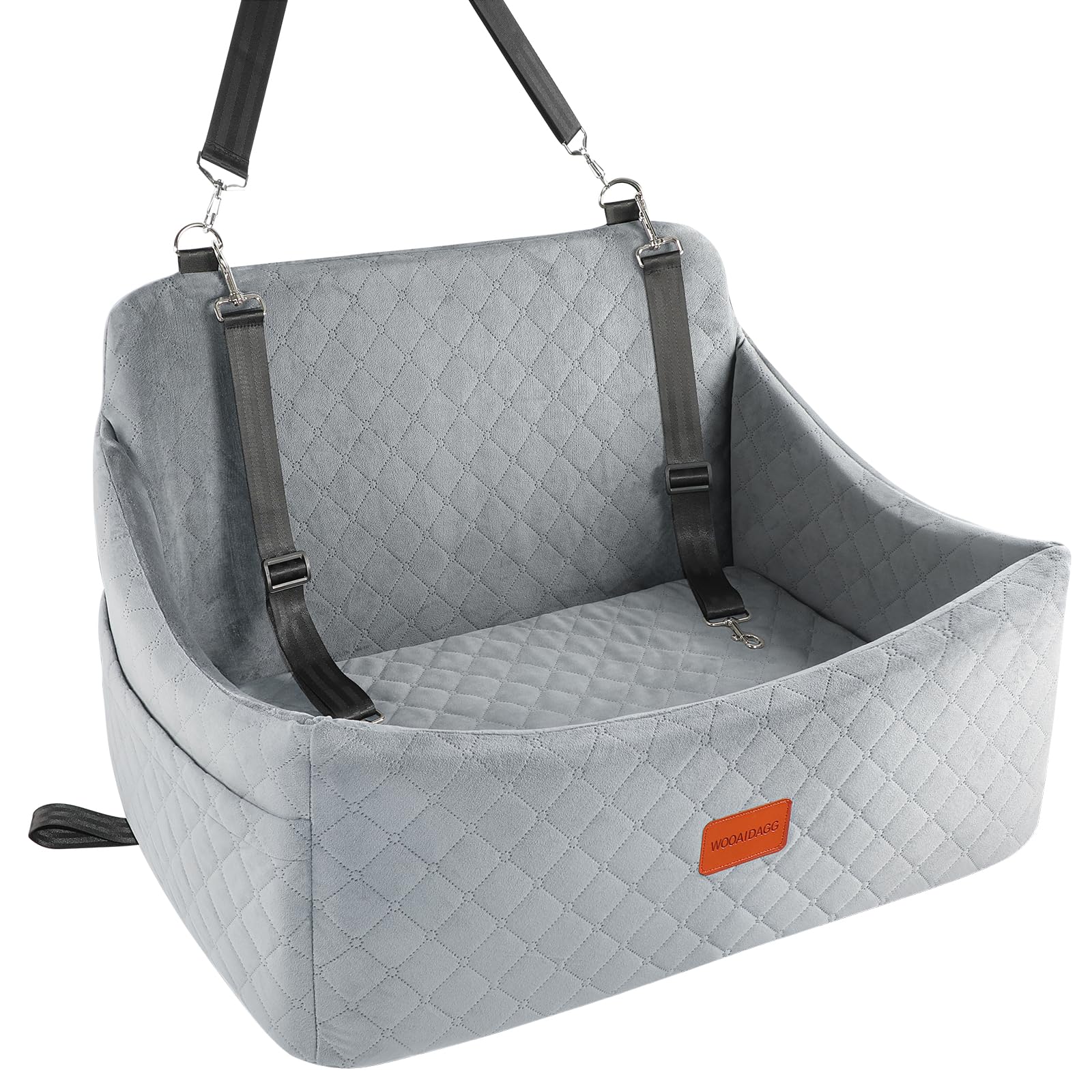 Wooaidagg dog car seat memory-foam-cushion keeps your dog comfy during road trips.