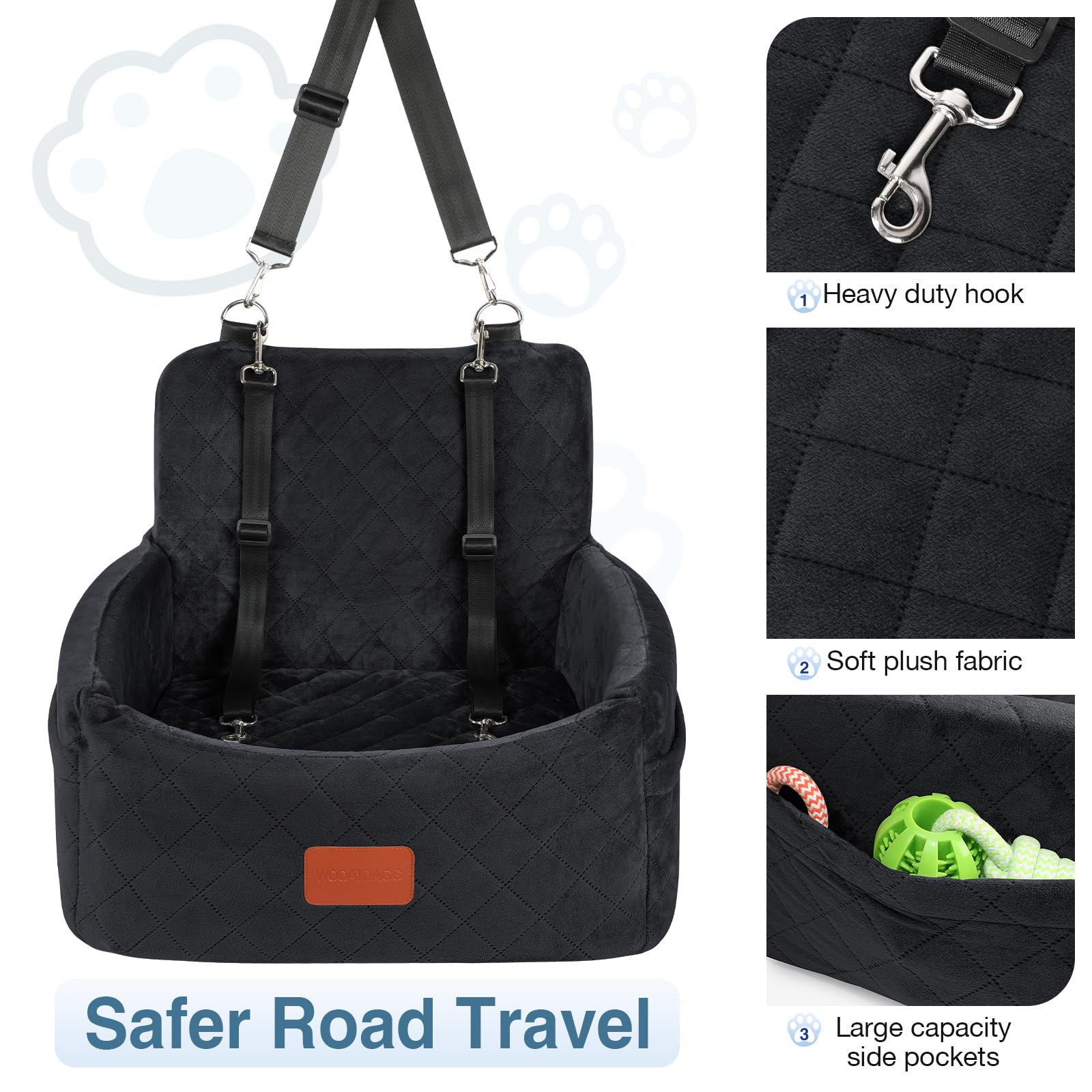 Wooaidagg dog car seat safety leash in use for added security