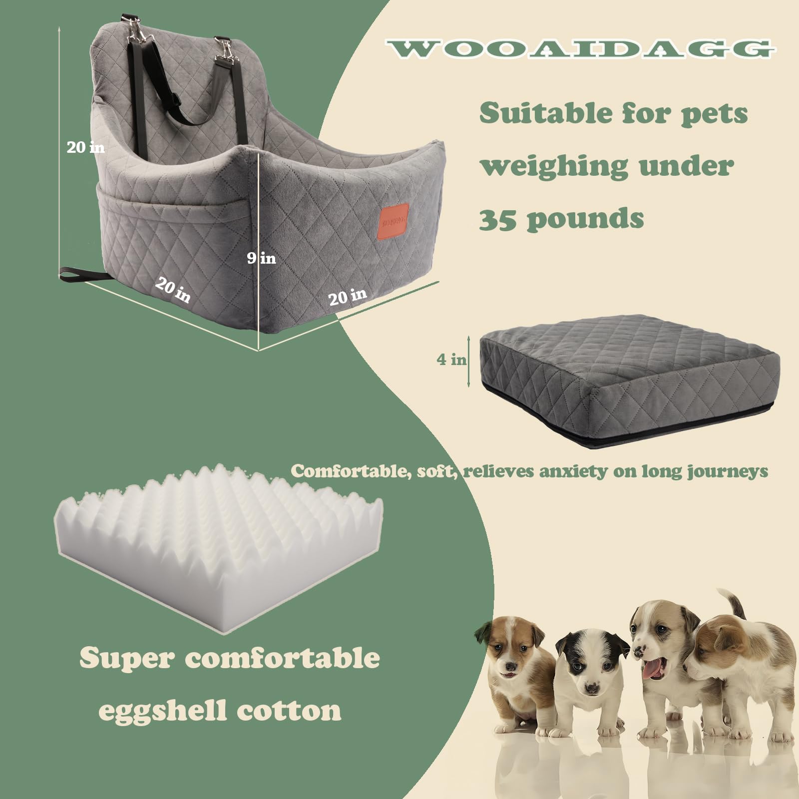 Wooaidagg dog car seat safety straps ensure secure travel