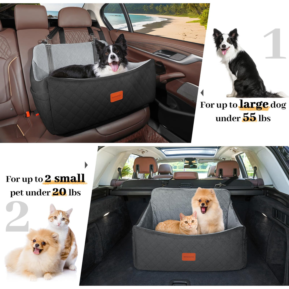 Wooaidagg dog car seat includes side-pocket storage for pet essentials.