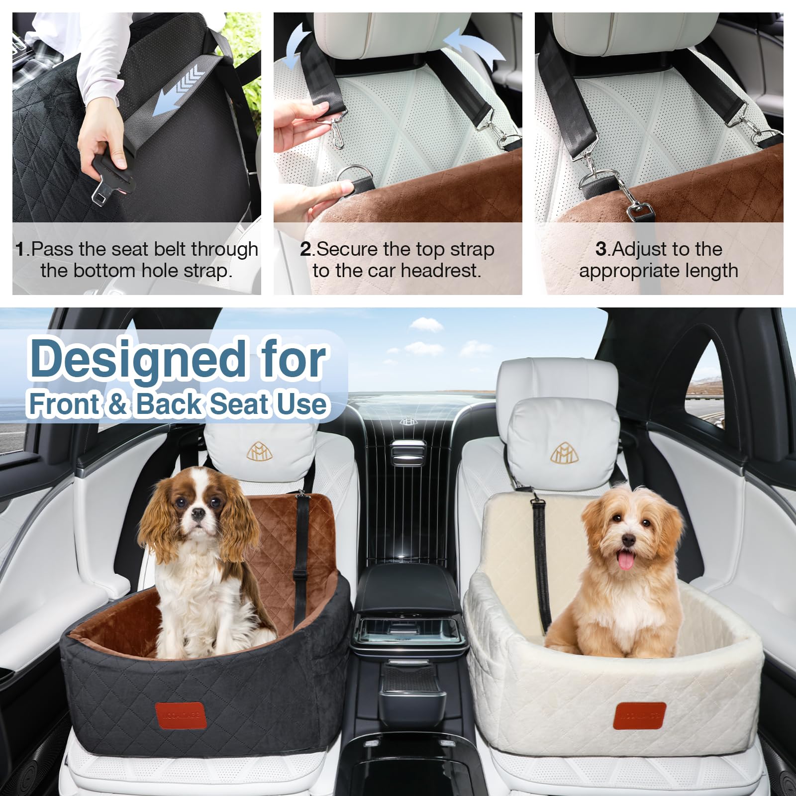Wooaidagg dog car seat two storage pockets organize essentials