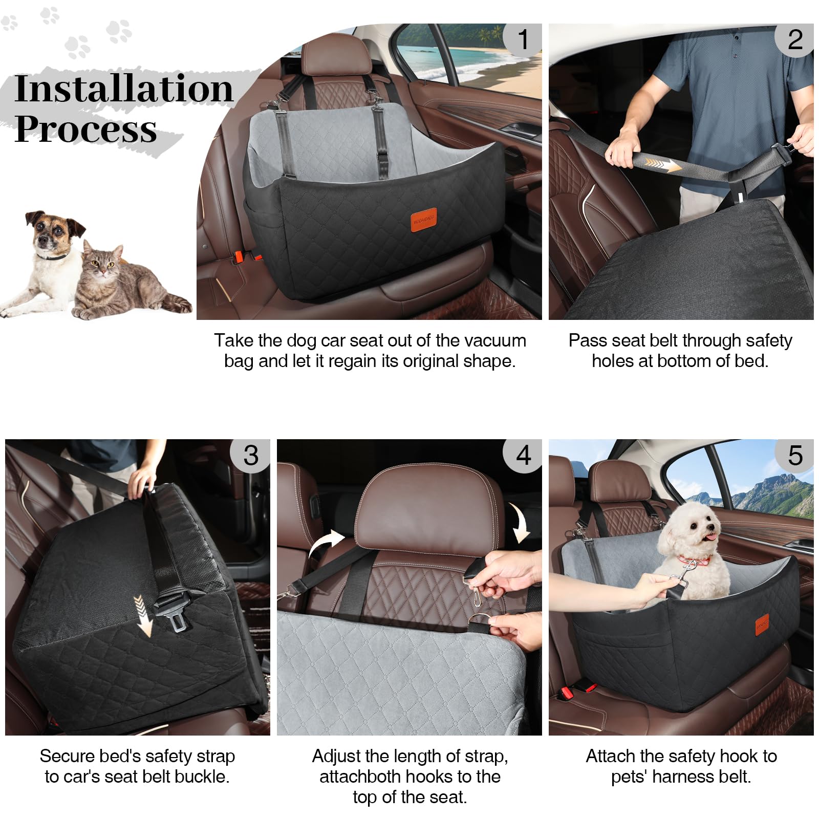 Wooaidagg dog car seat supports dogs up to 55lbs for versatile travel.