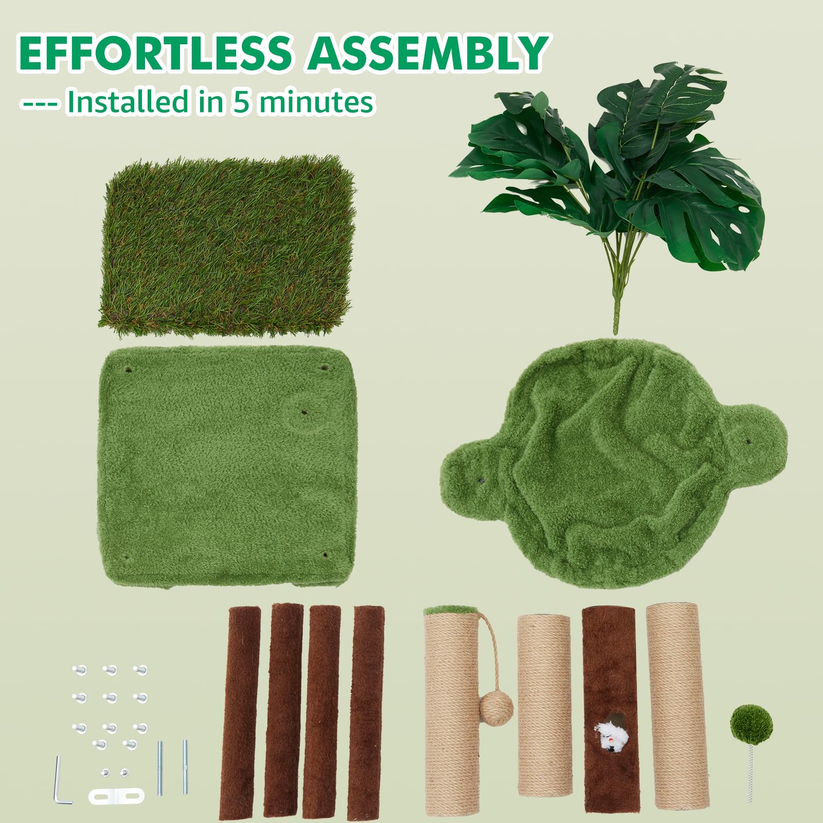 Woochpet 37 cat tree greenery accents create a nature-inspired play space.