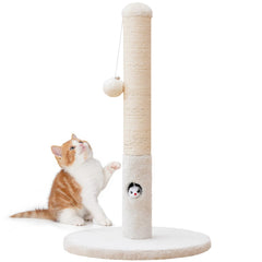 Woochpet cat scratching post 23in tall for kitten placement and furniture protection.