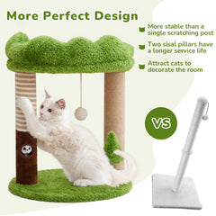 Woochpet cat tree base in green provides stable support for play and furniture protection.