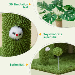 Woochpet cat tree green leaves elevate home décor and invite curiosity.