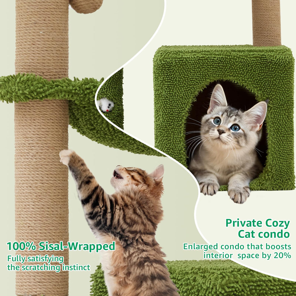 Woochpet cat tree greenery accents blend with home decor while stimulating curiosity