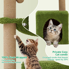 Woochpet cat tree greenery accents blend with home decor while stimulating curiosity
