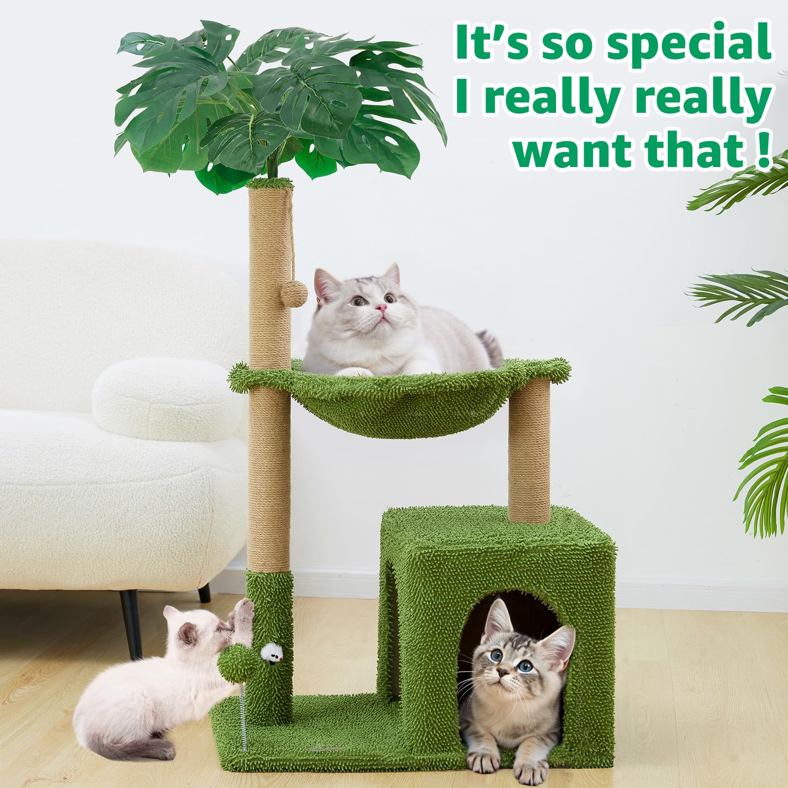 Woochpet cat tree mouse hole prompts playful hunting and exploration.