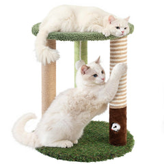 Woochpet cat tree tower with three scratcher posts promotes furniture protection during play