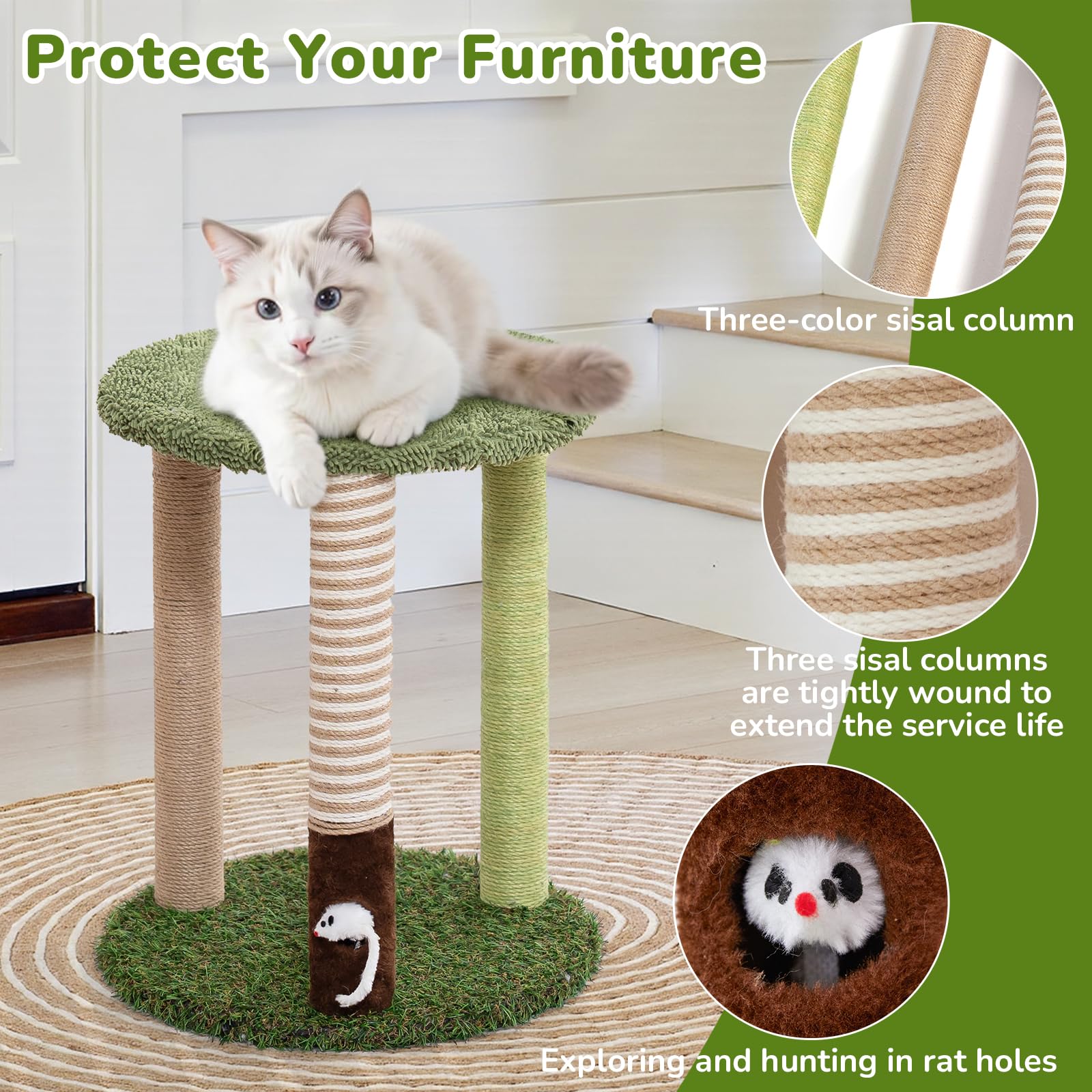 Woochpet cat tree mouse hole design invites hunting fun and curiosity
