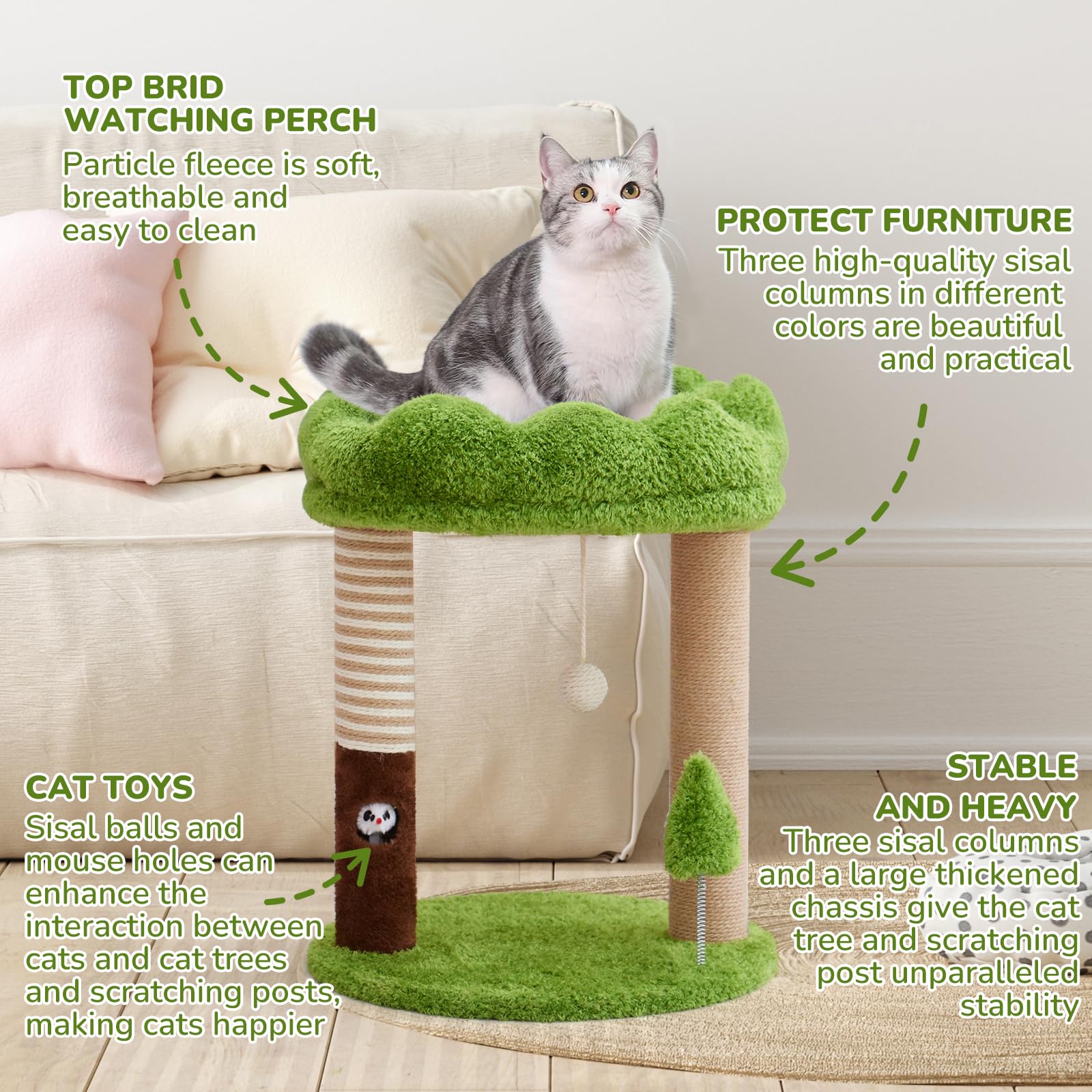 Woochpet mouse hole design green engages cats with interactive play.