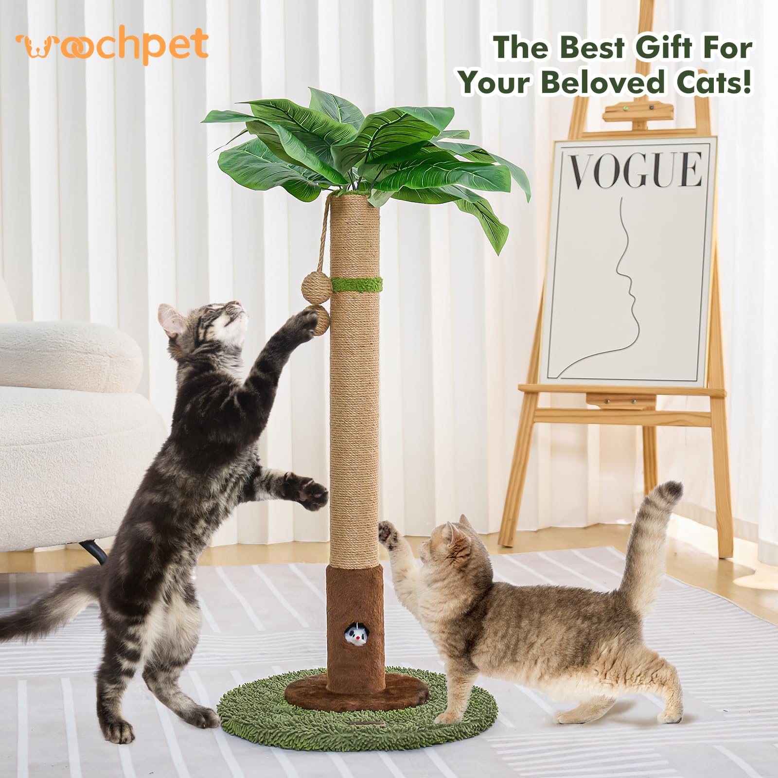 Woochpet sisal rope close-up highlights durable material for long-lasting play.