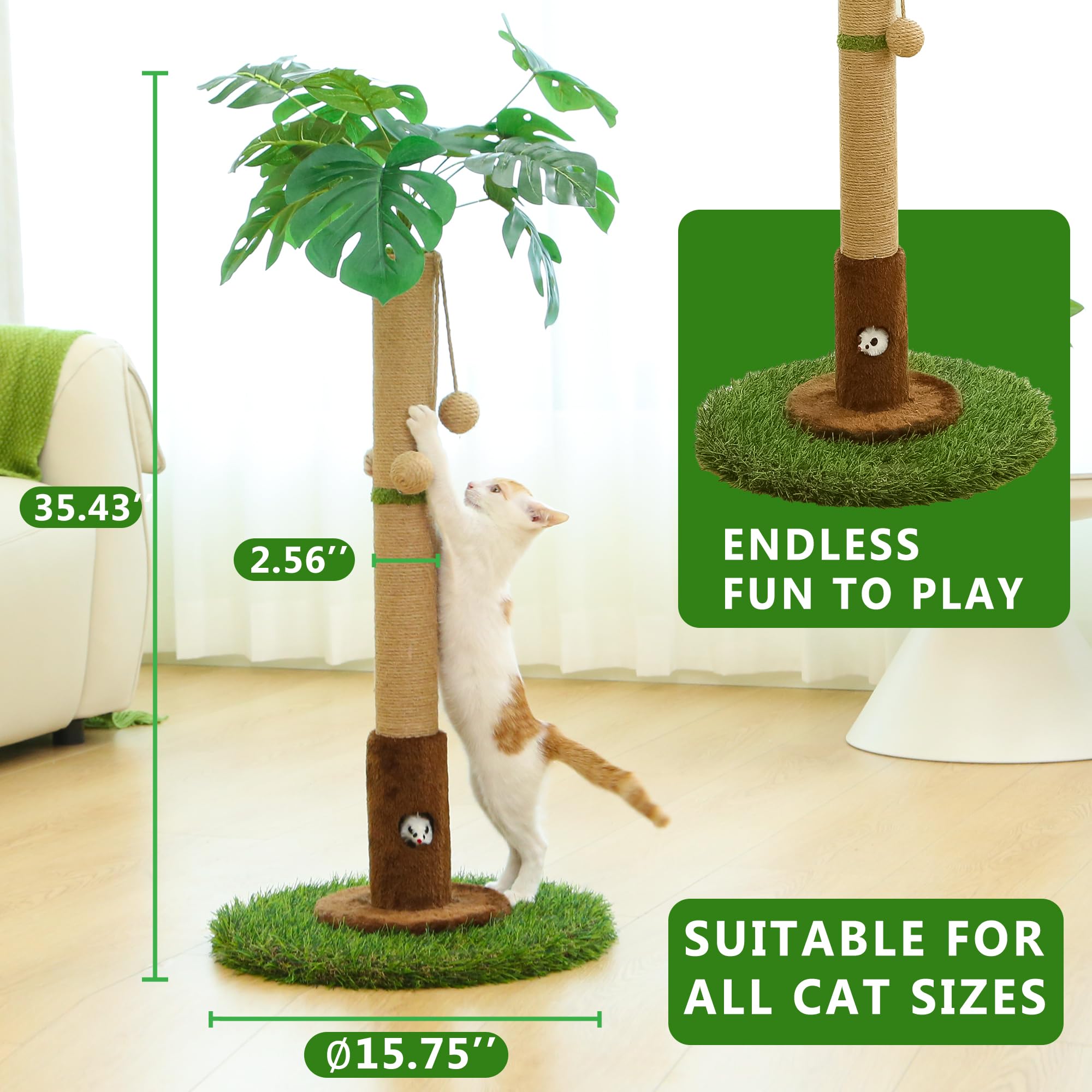 Woochpet thick post wrapped in premium sisal rope for durability.