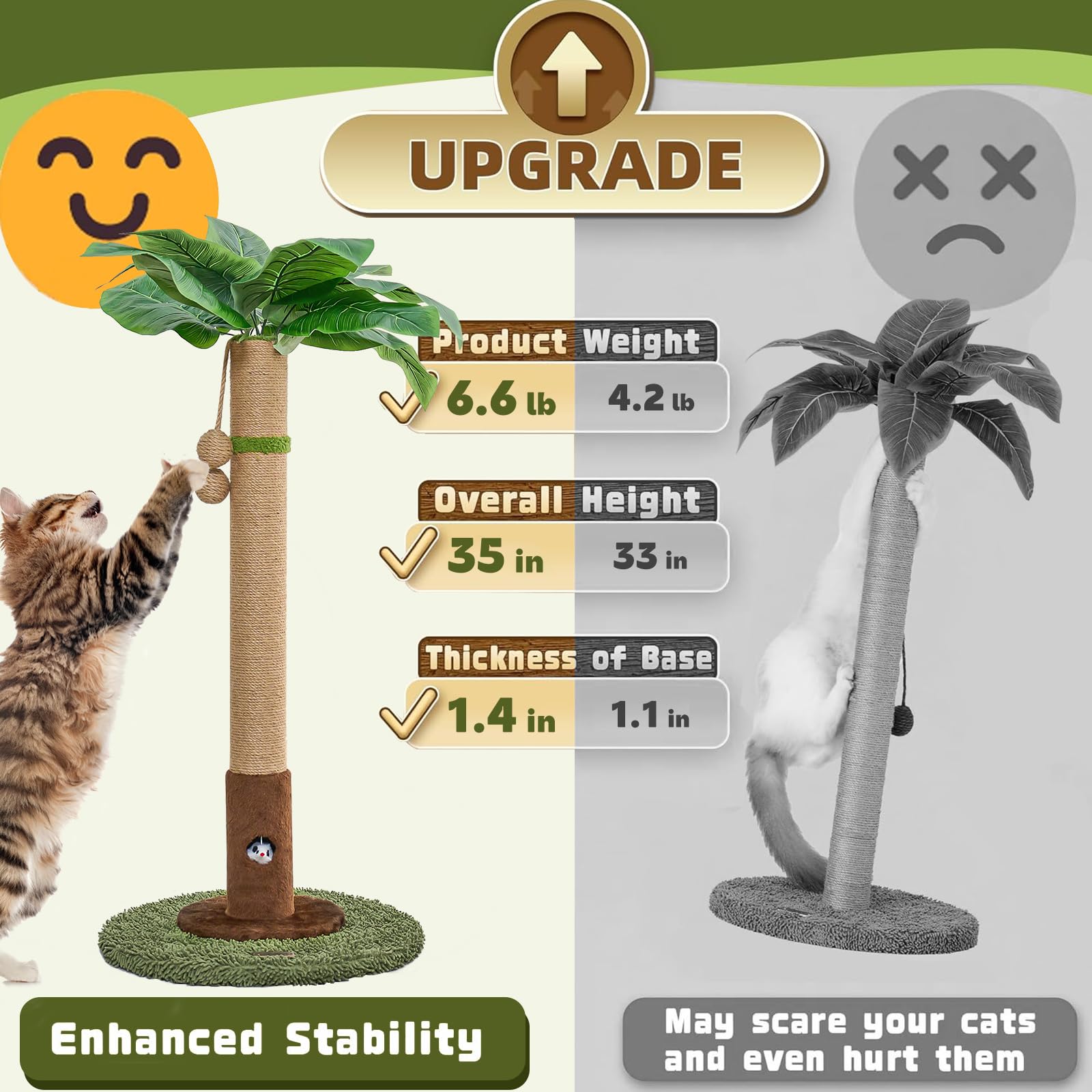 Woochpet top 3D leaf detail enhances natural look while cats scratch.
