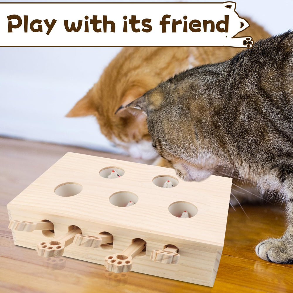 Wooden Interactive Cat Toy pop-up cat-playing captures curious cats exploring and mental stimulation