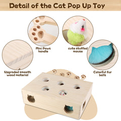 Wooden Interactive Cat Toy pop-up claws emphasizes claw-scratching fun and exercise