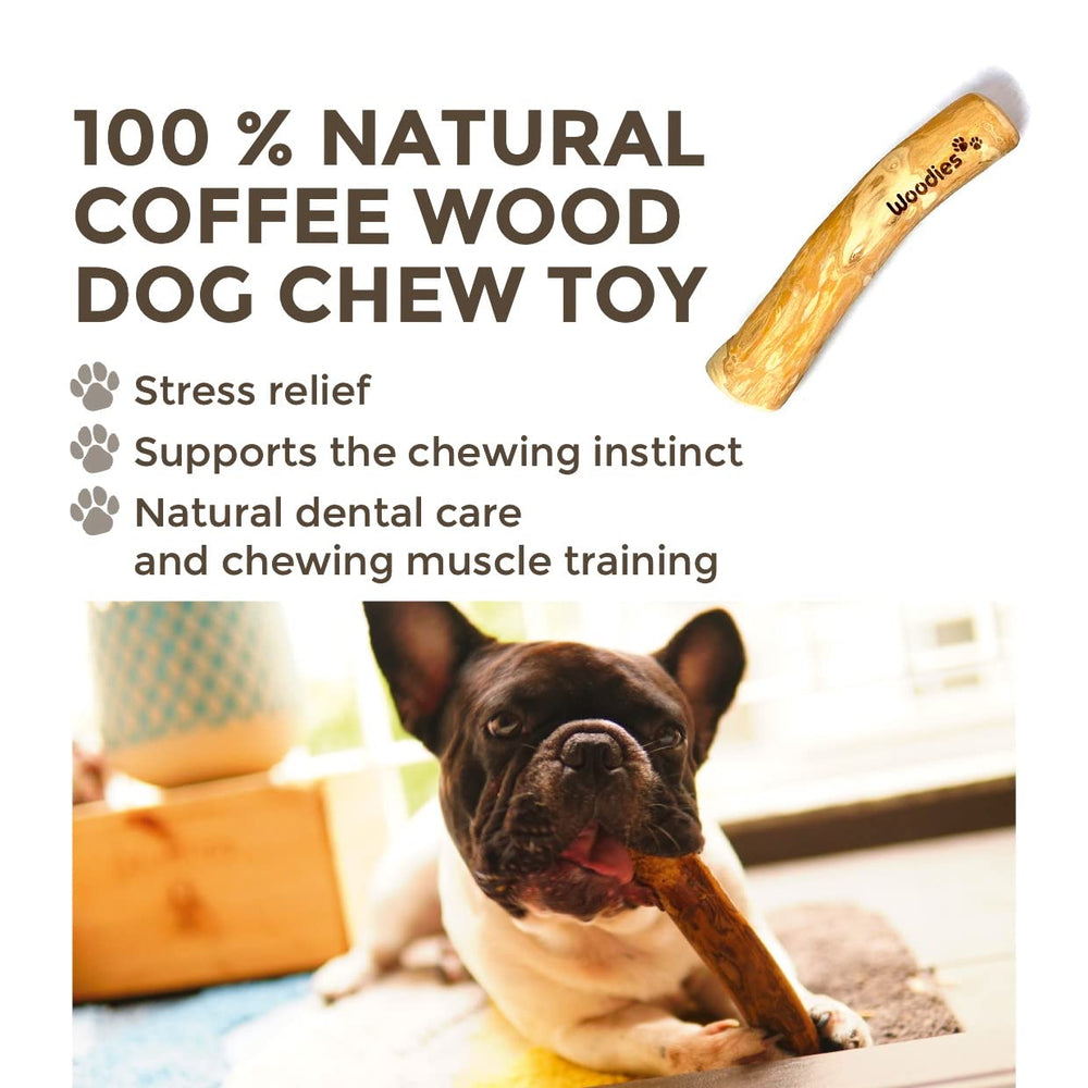 Woodies Dog Chews size L shows suitability for large breeds.