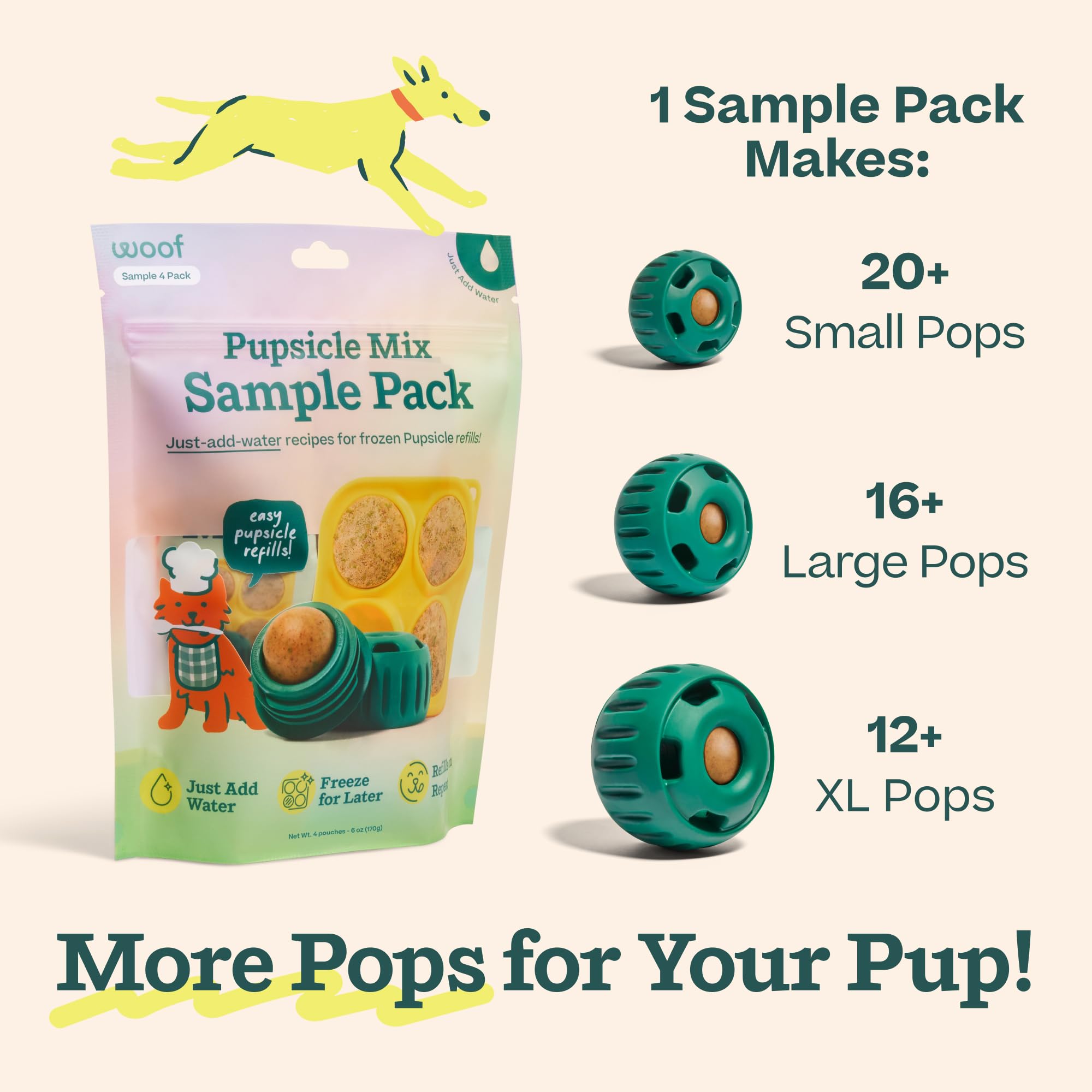 WOOF Denver-designed Pupsicle mix for durable dog enrichment.