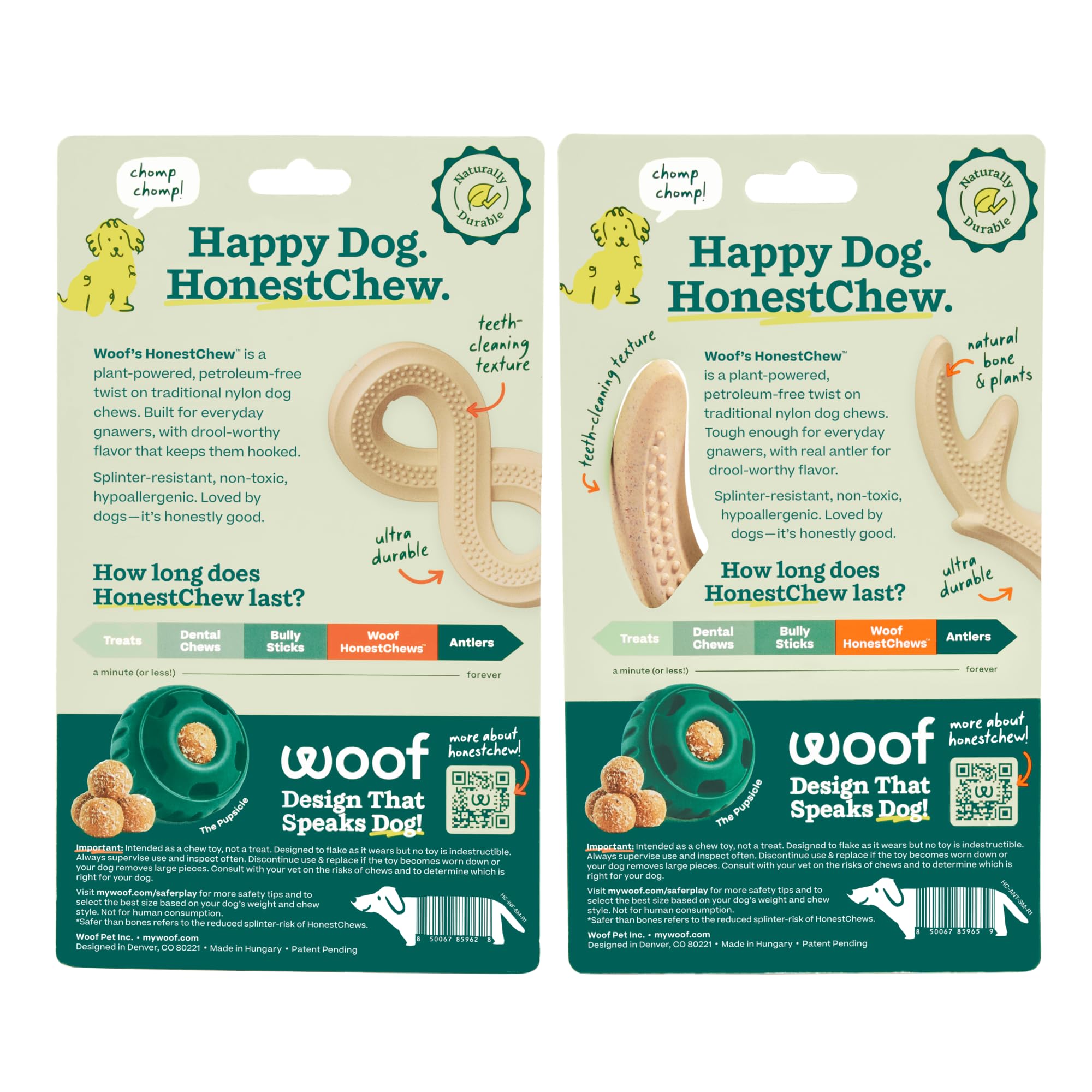 WOOF HonestChew Infinity Bone close-up, ergonomic grip for paw-friendly chews
