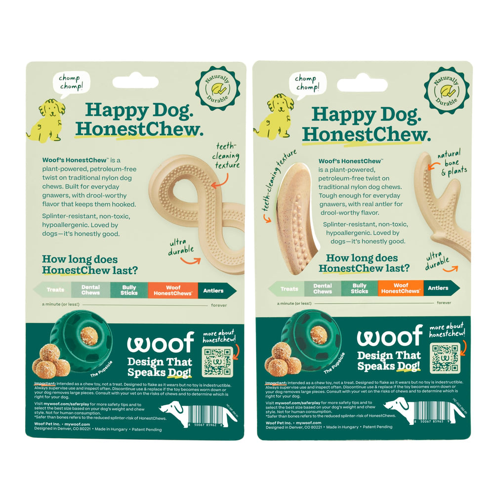 WOOF HonestChew Infinity Bone close-up, ergonomic grip for paw-friendly chews