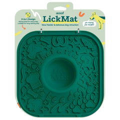 WOOF LickMat green closeup demonstrates BPA-free silicone for safe, mess-free enrichment