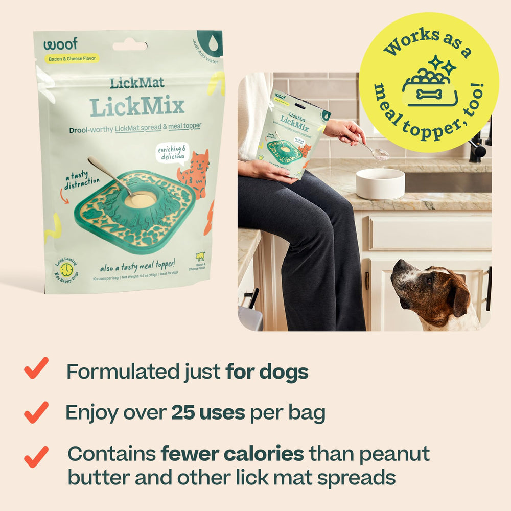 WOOF LickMixes frozen portions extend distraction time.