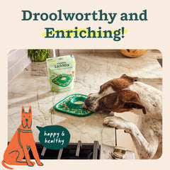 WOOF LickMixes mixing with water in pre-portioned bowl.