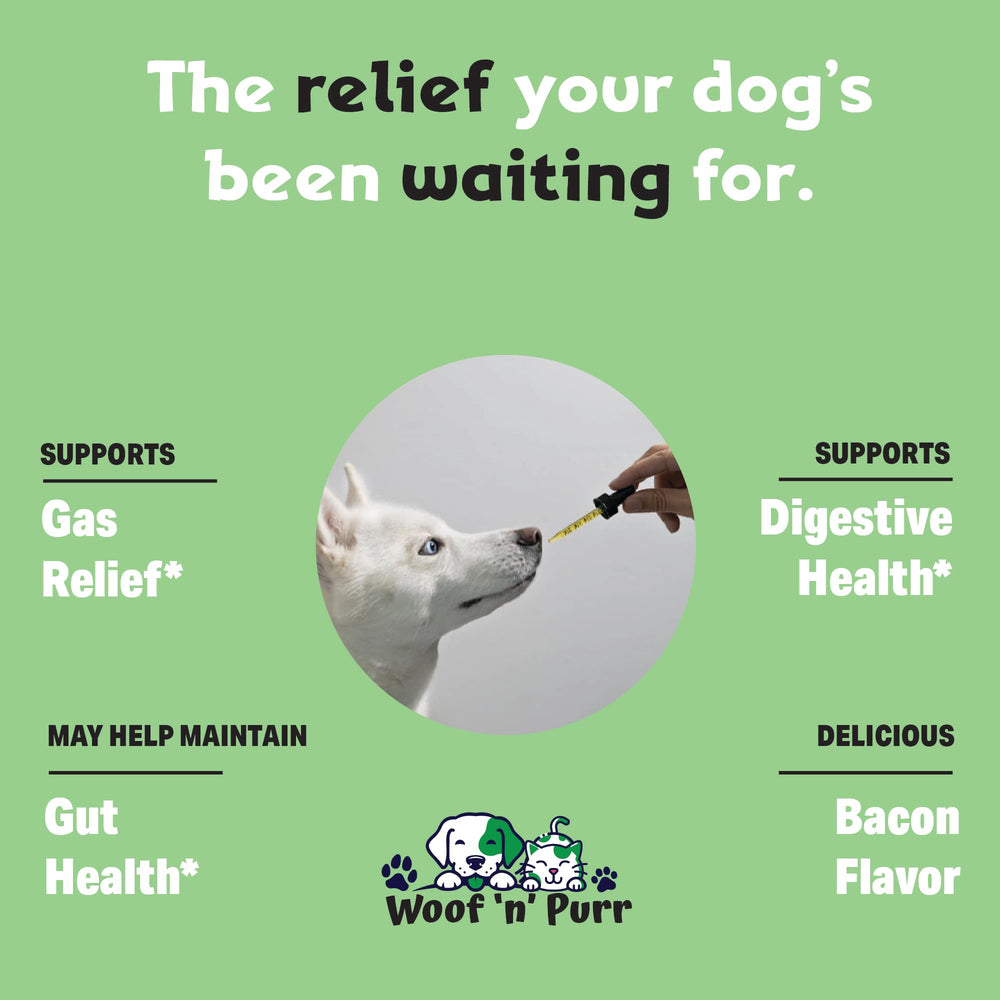 Woof 'n' Purr bacon-flavor tincture helps entice dogs during dosing.
