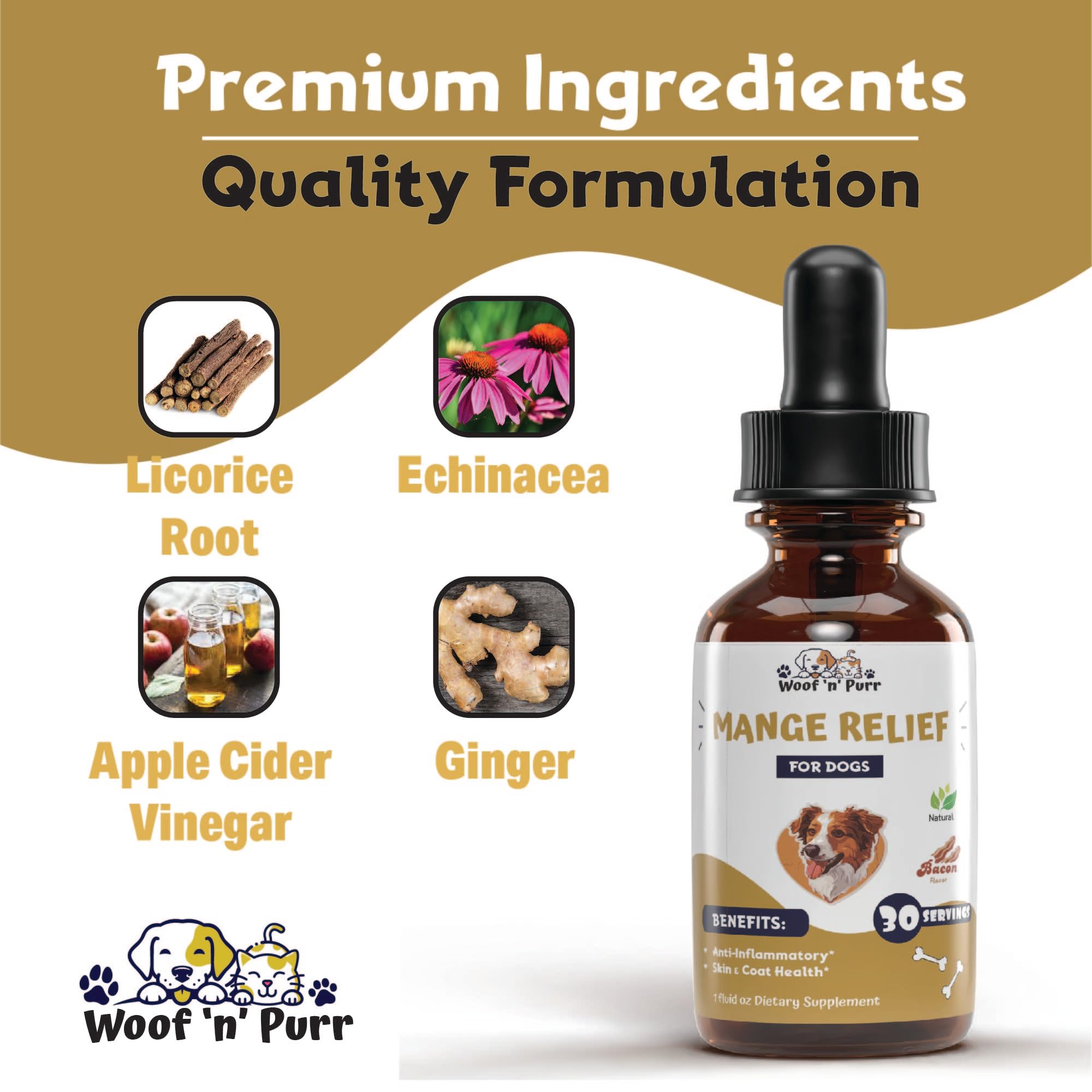 Woof 'n' Purr bacon-flavor-tincture signals a tasty option dogs may enjoy.