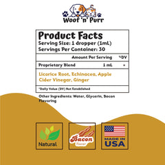 Woof 'n' Purr drops-into-food-bowl shows easy oral dosing for comfortable use.