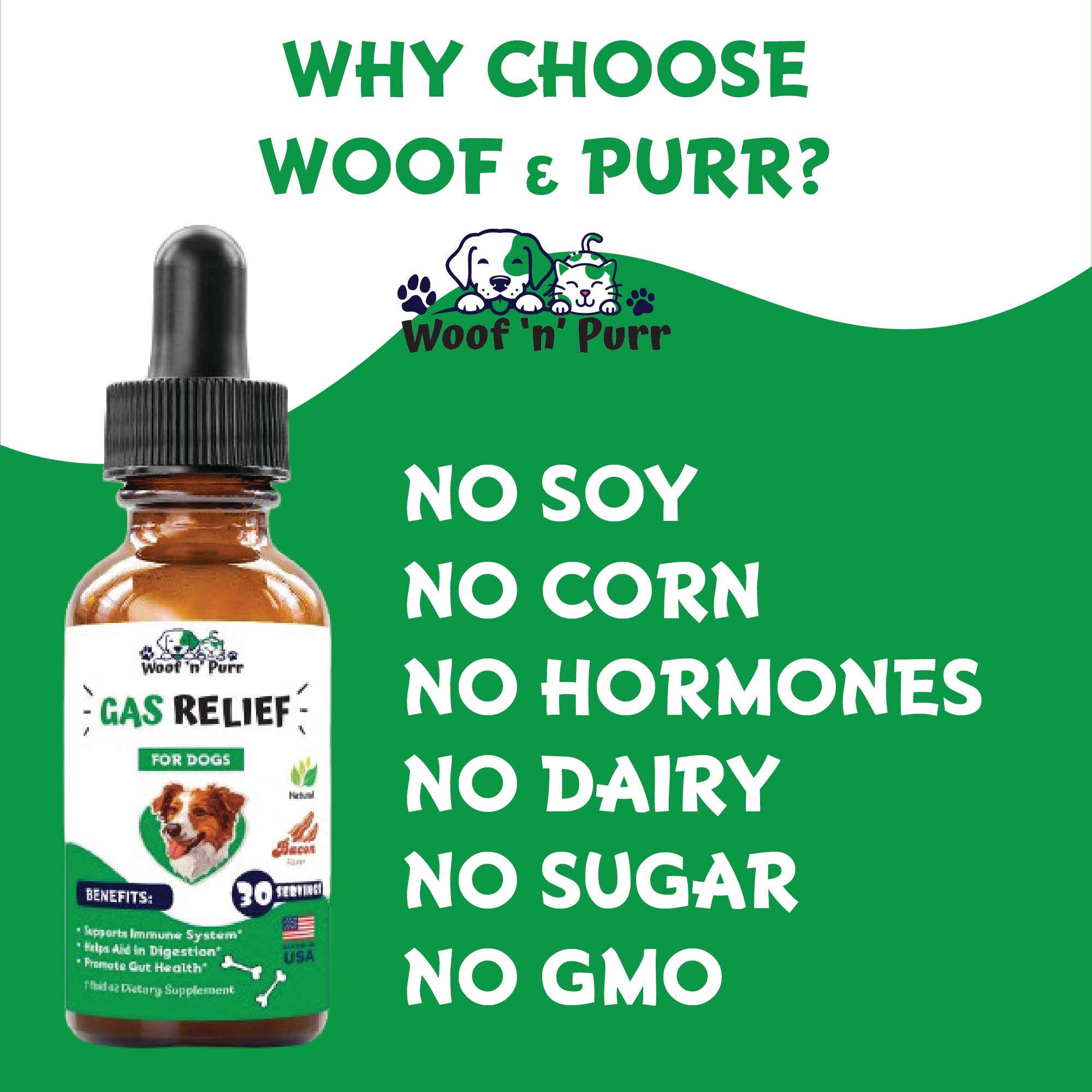 Woof 'n' Purr relaxed-dog-after-dose shows calmer mood after administration.