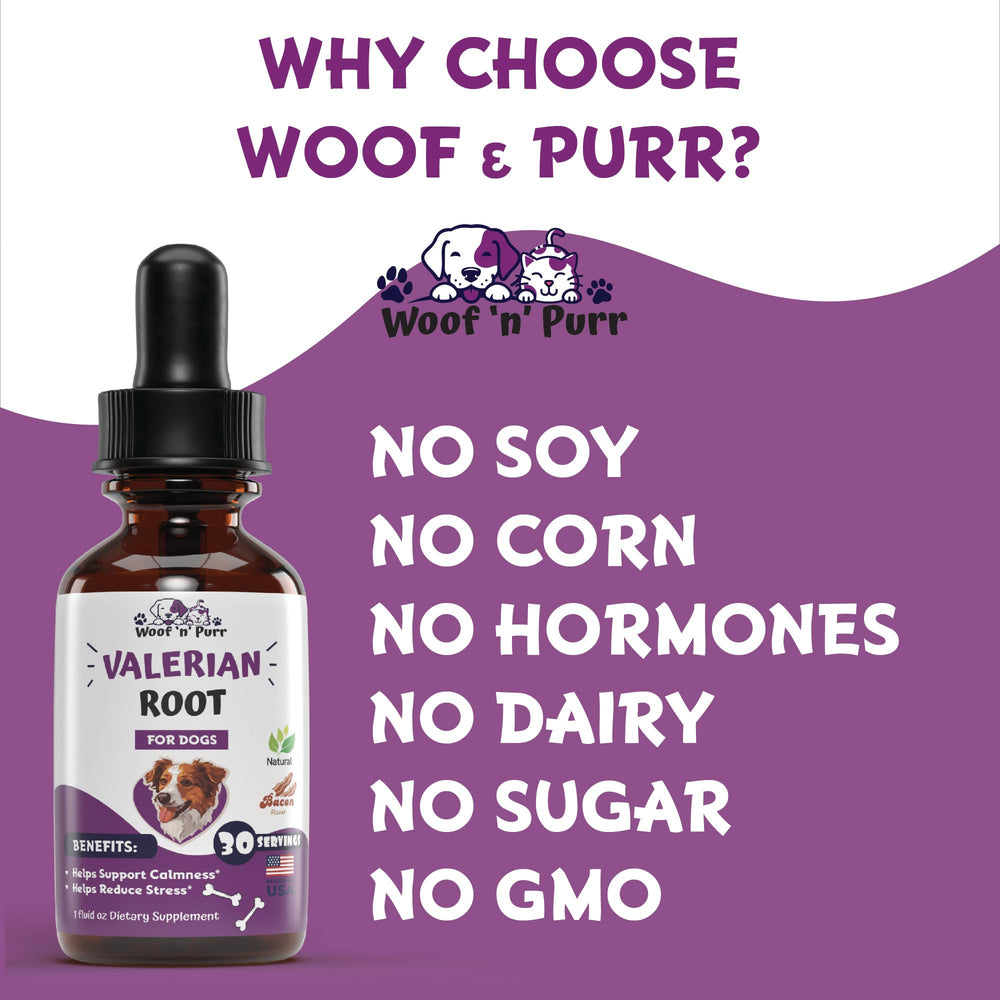 Woof n Purr Valerian Root car-ride calm supports less stress during travel.