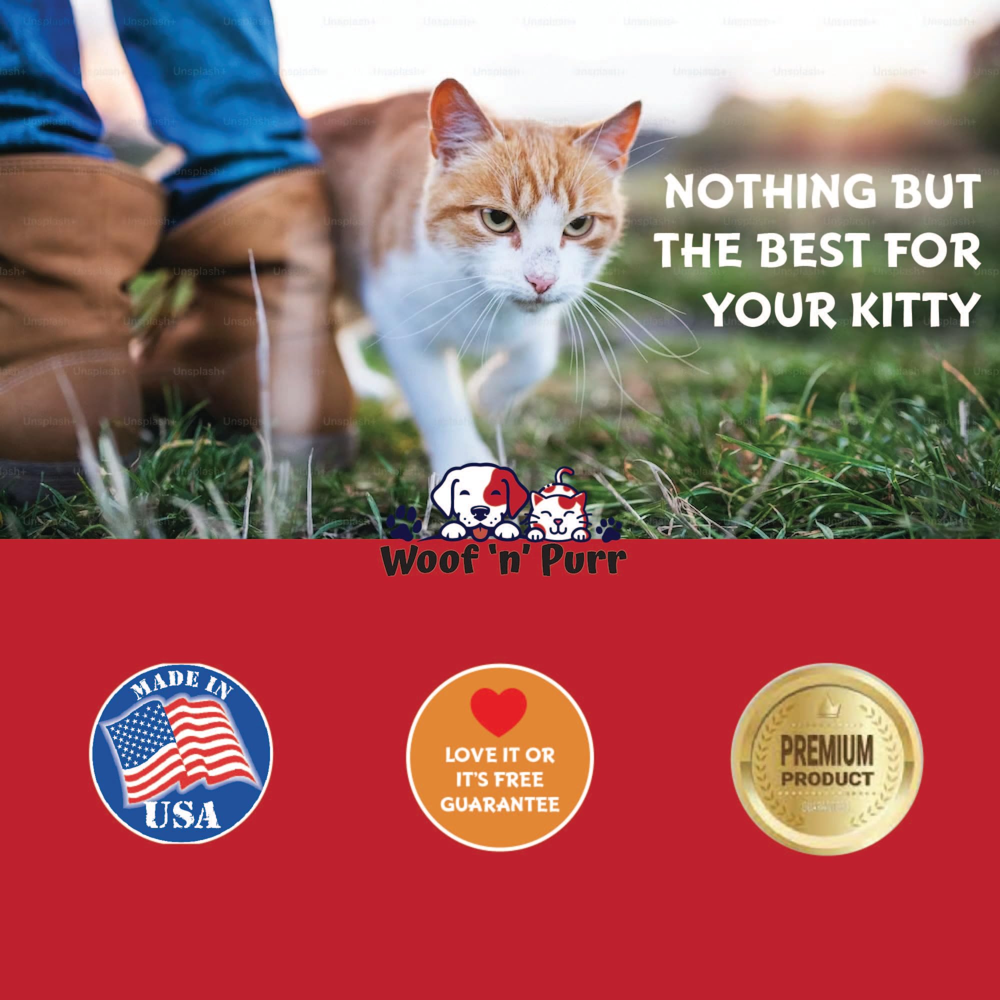 Woof 'n' Purr Vitamin B for Cats third-party tested seal of safety.