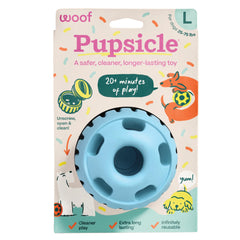WOOF Party Pupsicle blue closeup for long-lasting distraction during playtime.