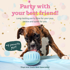 WOOF Party Pupsicle durable rubber texture emphasizes chew-safe, lasting engagement.