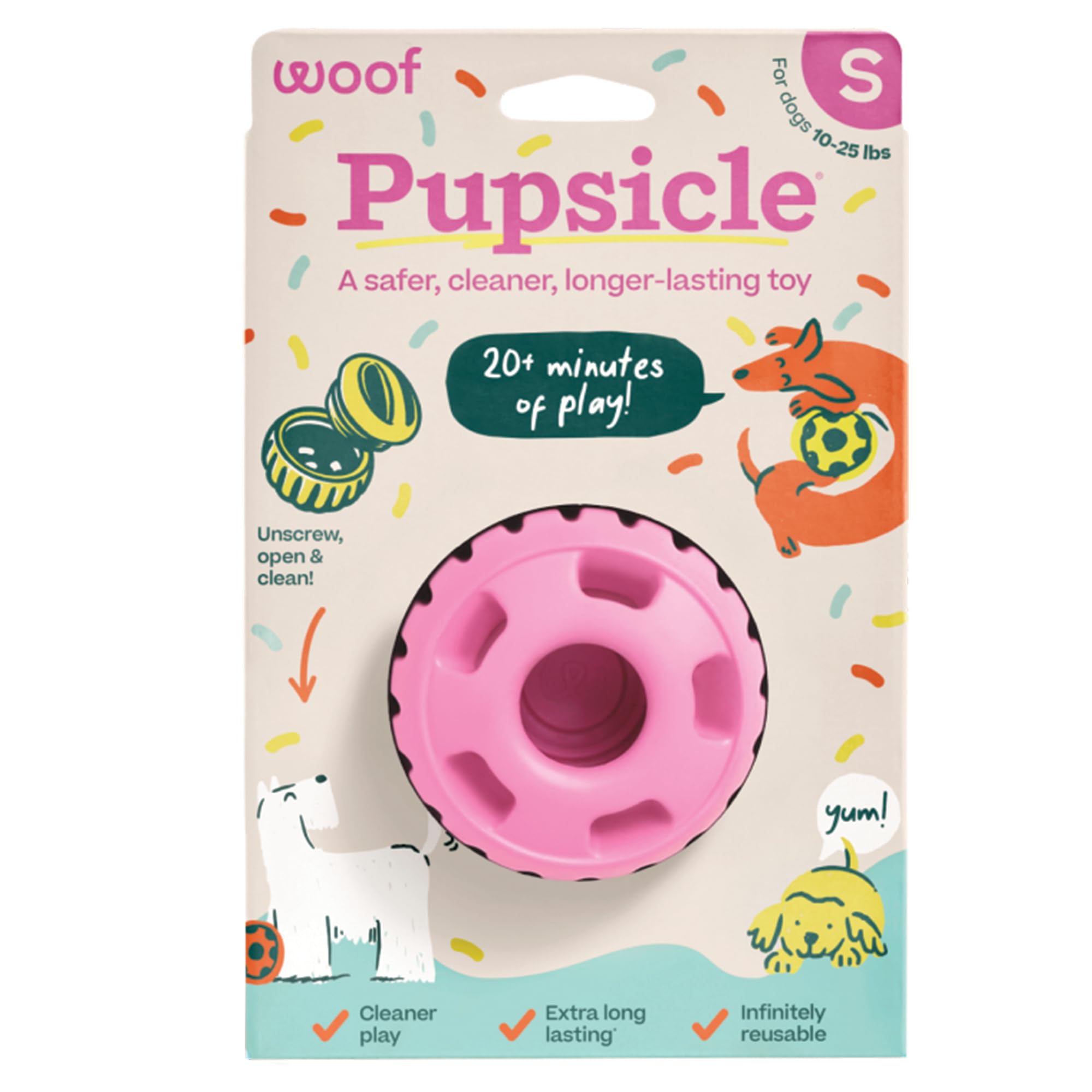 WOOF Party Pupsicle party pink package open for gift-ready unboxing.