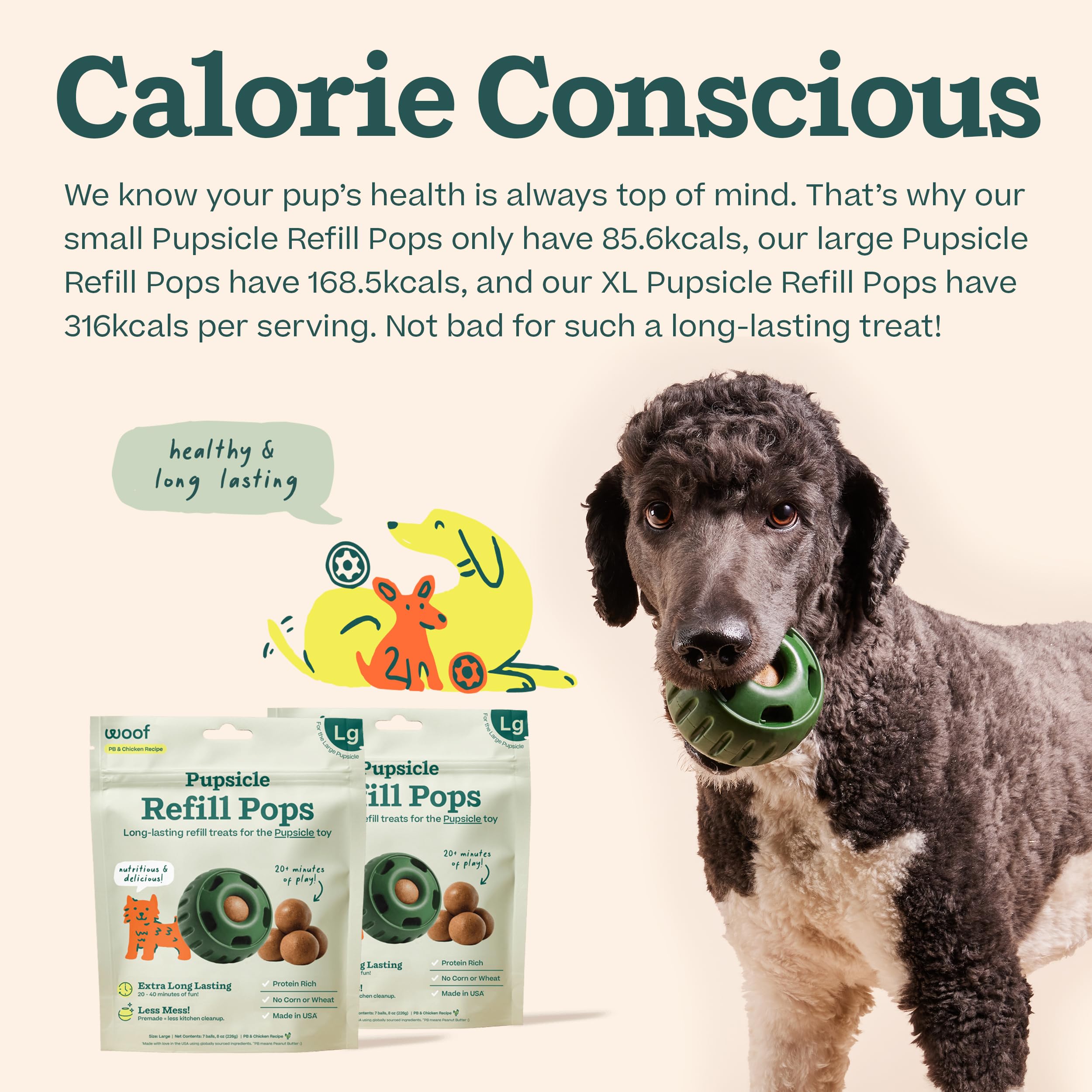 WOOF Pupsicle Chicken Refill Pops ingredients highlight chicken plasma and peanut butter for dogs.