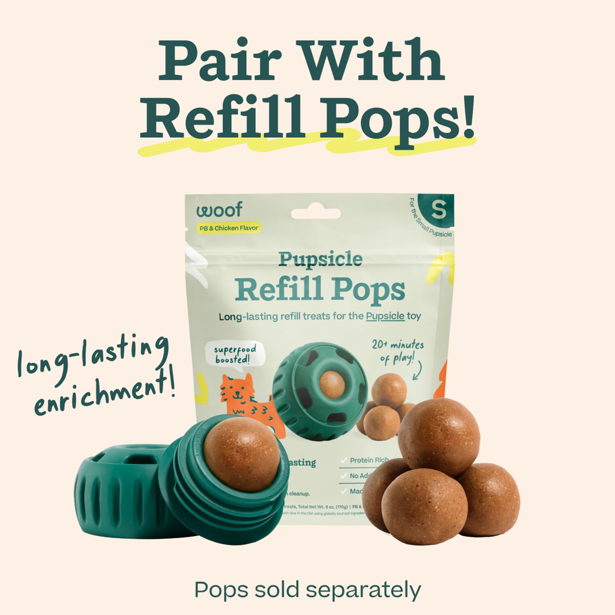 WOOF Pupsicle dishwasher-safe cleaning for quick after-play maintenance.