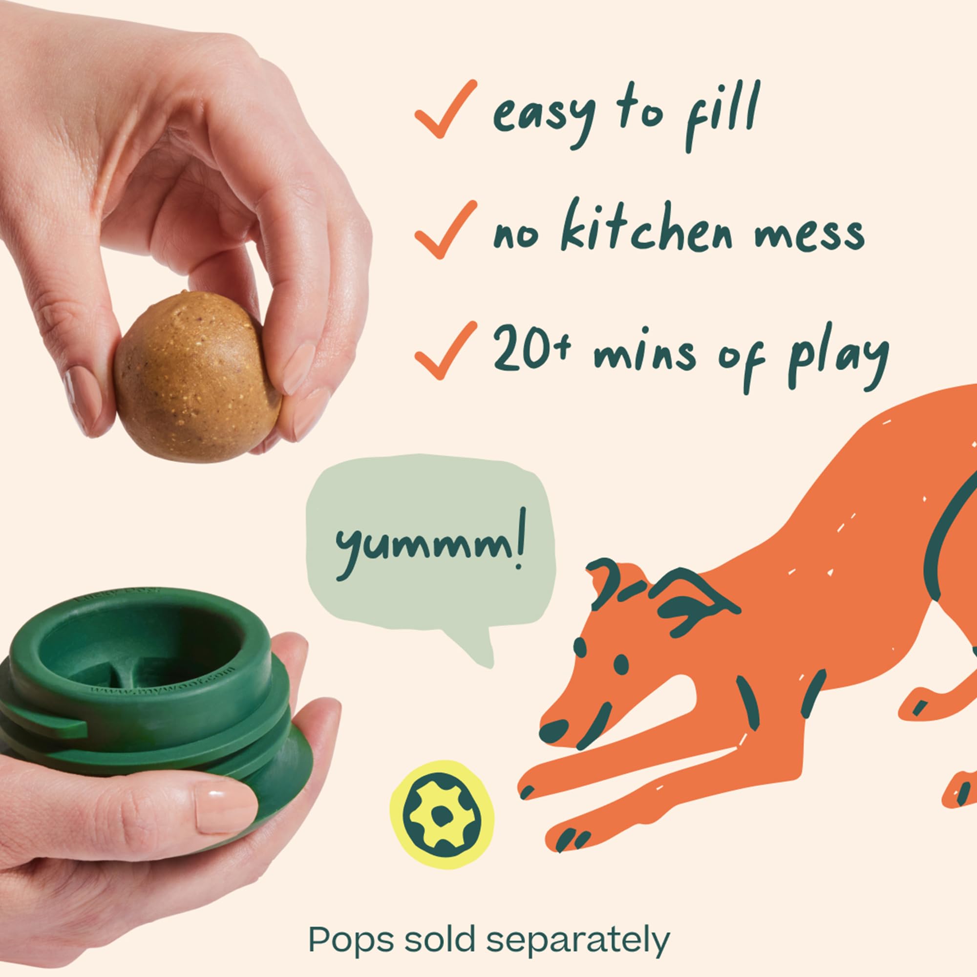 WOOF Pupsicle durable natural rubber highlights safe, long-lasting chew sessions.