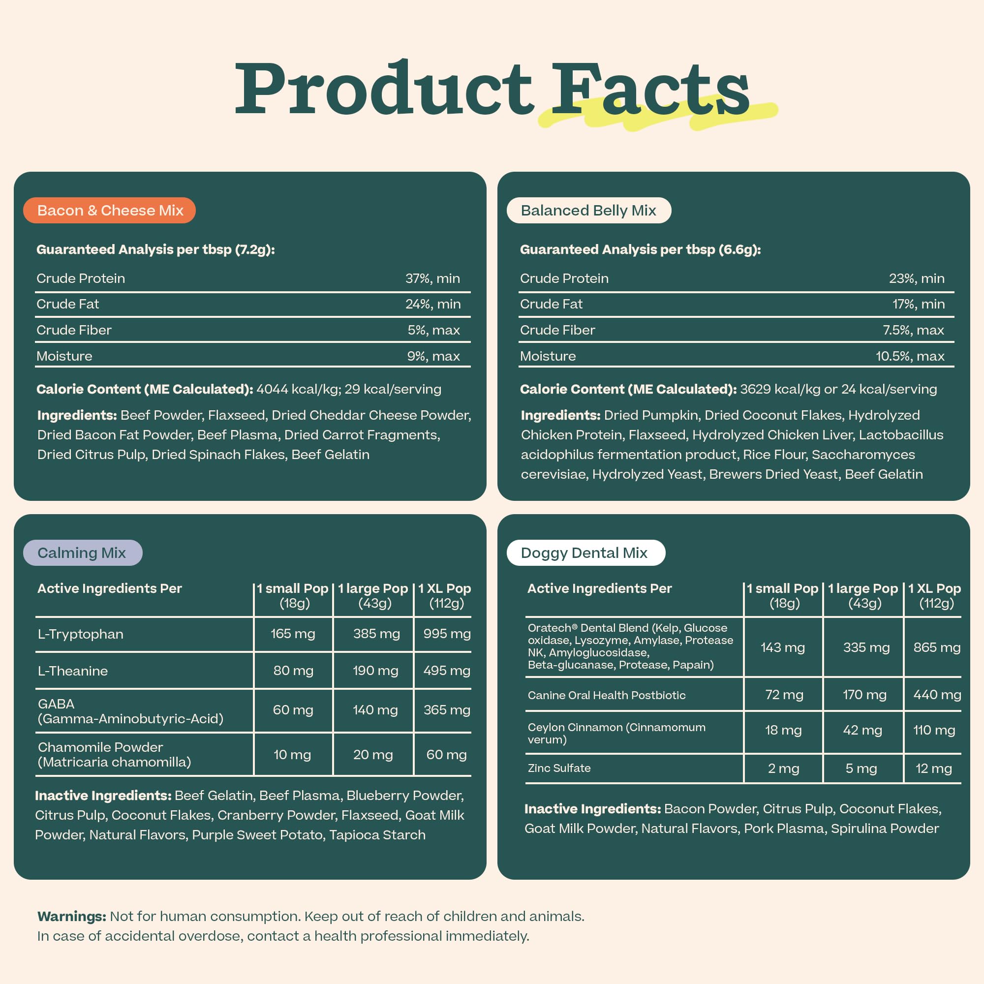 WOOF Pupsicle Mix Calming sachet offers a soothing option during playtime.